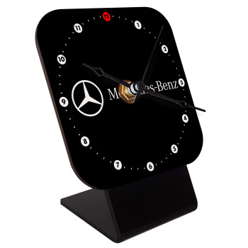 Mercedes small logo, Επιτραπέζιο ρολόι ξύλινο με δείκτες (10cm)