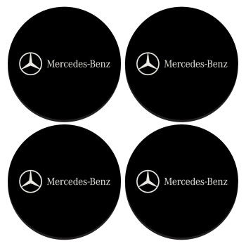 Mercedes small logo, SET of 4 round wooden coasters (9cm)