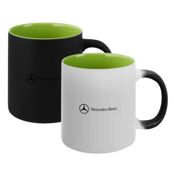 Mercedes small logo, Κούπα Μαγική εσωτερικό πράσινο, κεραμική 330ml που αλλάζει χρώμα με το ζεστό ρόφημα (1 τεμάχιο)