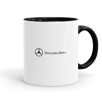 Mercedes small logo, Κούπα χρωματιστή μαύρη, κεραμική, 330ml