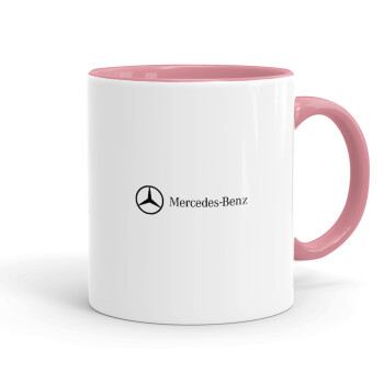 Mercedes small logo, Κούπα χρωματιστή ροζ, κεραμική, 330ml