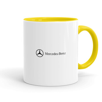 Mercedes small logo, Mug colored yellow, ceramic, 330ml