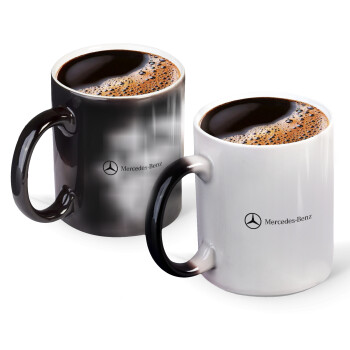 Mercedes small logo, Color changing magic Mug, ceramic, 330ml when adding hot liquid inside, the black colour desappears (1 pcs)