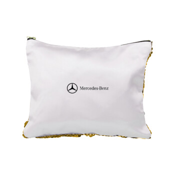 Mercedes small logo, Sequin Gold Pouch Cosmetic Bag