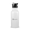 White water bottle with straw, stainless steel 600ml