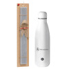 Easter Set, metallic stainless thermos bottle (500ml) & scented flat Easter candle (30cm) (GRAY)