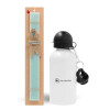 Easter Set, metallic aluminum water bottle (500ml) & scented flat candle (30cm) (TURQUOISE)