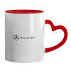 Mug heart red handle, ceramic, 330ml