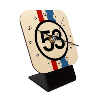 VW Herbie 53, Quartz Table clock in natural wood (10cm)