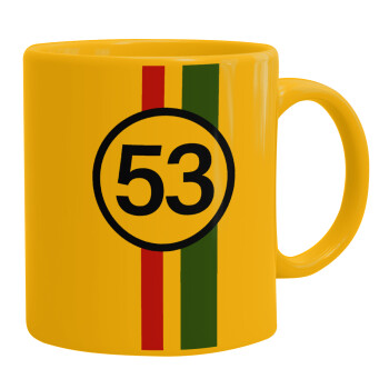 VW Herbie 53, Ceramic coffee mug yellow, 330ml