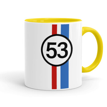 VW Herbie 53, Mug colored yellow, ceramic, 330ml