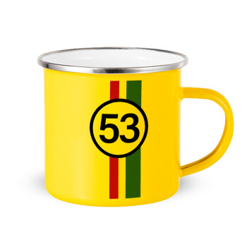 VW Herbie 53, Yellow Enamel Metallic Cup 360ml