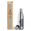 Easter Set, metallic stainless thermos flask (500ml) & scented flat Easter candle (30cm) (GRAY)