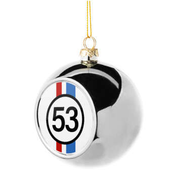 VW Herbie 53, Silver 8cm Christmas tree ball ornament