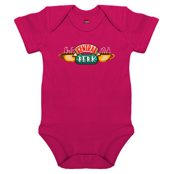 Central perk, Βρεφικό φορμάκι μωρού, 0-18 μηνών, ΡΟΖ, 100% Organic Cotton, κοντομάνικο