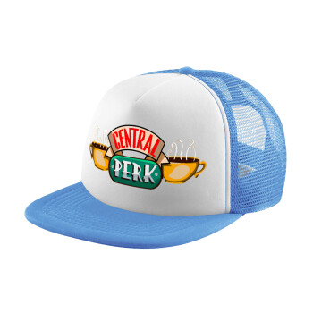 Central perk, Καπέλο παιδικό Soft Trucker με Δίχτυ ΓΑΛΑΖΙΟ/ΛΕΥΚΟ (POLYESTER, ΠΑΙΔΙΚΟ, ONE SIZE)