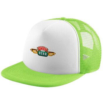 Central perk, Adult Soft Trucker Hat with Mesh GREEN/WHITE (POLYESTER, ADULT, ONE SIZE)