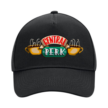 Central perk, Adult Ultimate Hat BLACK, (100% COTTON DRILL, ADULT, UNISEX, ONE SIZE)