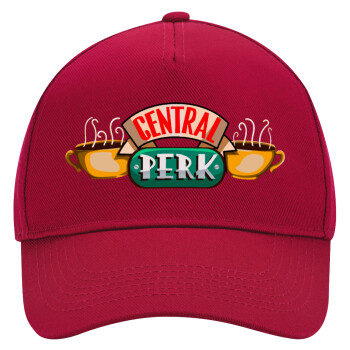 Central perk, Adult Ultimate Hat RED, (100% COTTON DRILL, ADULT, UNISEX, ONE SIZE)