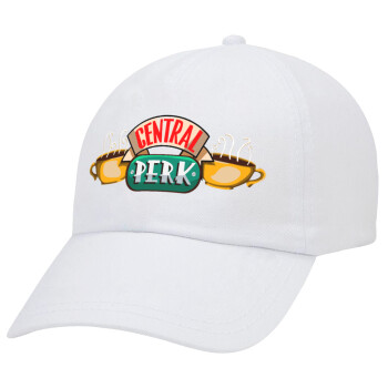 Central perk, Καπέλο Ενηλίκων Baseball Λευκό 5-φύλλο (POLYESTER, ΕΝΗΛΙΚΩΝ, UNISEX, ONE SIZE)