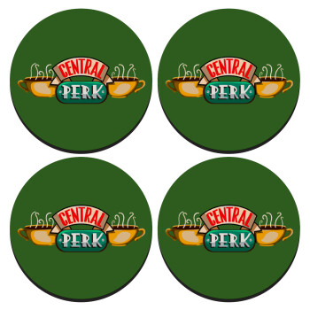 Central perk, ΣΕΤ 4 Σουβέρ ξύλινα στρογγυλά (9cm)