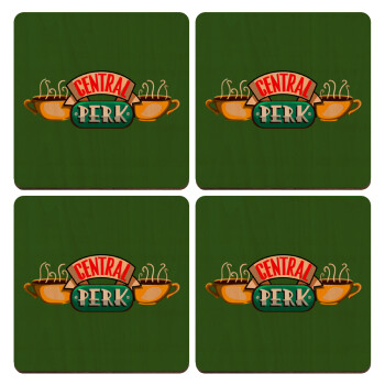 Central perk, ΣΕΤ x4 Σουβέρ ξύλινα τετράγωνα plywood (9cm)