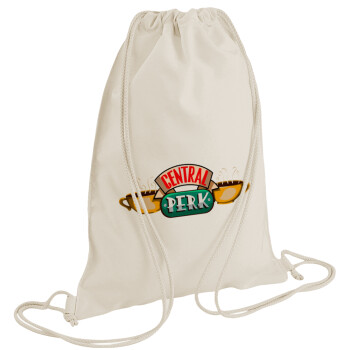 Central perk, Backpack bag GYMBAG natural (28x40cm)