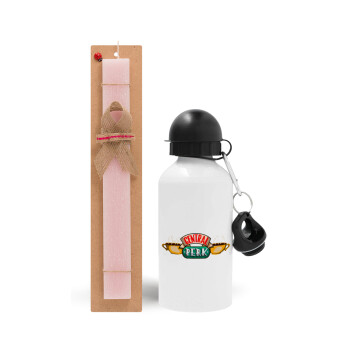 Central perk, Easter Set, metallic aluminum bottle (500ml) & aromatic flat Easter candle (30cm) (PINK)