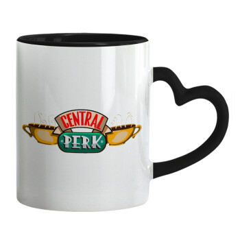 Central perk, Κούπα καρδιά χερούλι μαύρη, κεραμική, 330ml