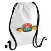 Backpack pouch GYMBAG white, with pocket (40x48cm) & thick cords