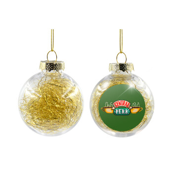 Central perk, Transparent Christmas tree ball ornament with gold filling 8cm