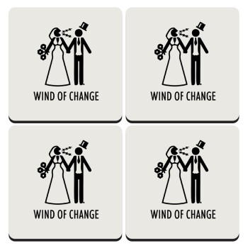 Couple Wind of Change, ΣΕΤ 4 Σουβέρ ξύλινα τετράγωνα (9cm)