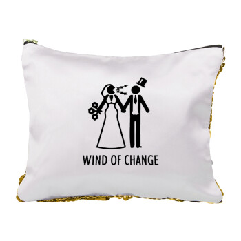 Couple Wind of Change, Sequin Gold Pouch Cosmetic Bag