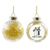 Transparent Christmas tree ball ornament with gold filling 8cm