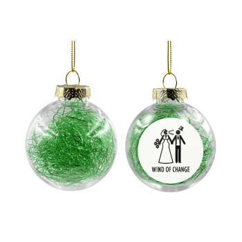 Couple Wind of Change, Transparent Christmas tree ball ornament with green filling 8cm