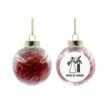 Couple Wind of Change, Transparent Christmas tree ball ornament with red filling 8cm