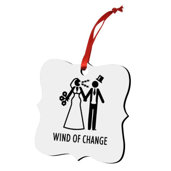 Couple Wind of Change, Στολίδι Χριστουγεννιάτικο στολίδι polygon ξύλινο 7.5cm