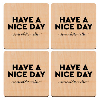 Have a nice day somewhere else, ΣΕΤ x4 Σουβέρ ξύλινα τετράγωνα plywood (9cm)