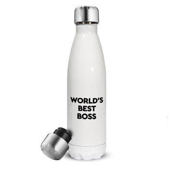 World's best boss, Metal mug thermos White (Stainless steel), double wall, 500ml