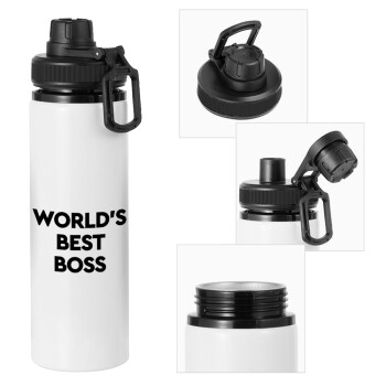 World's best boss, Metal water bottle with safety cap, aluminum 850ml