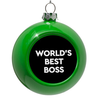 World's best boss, Green Christmas tree ornament bauble 8cm