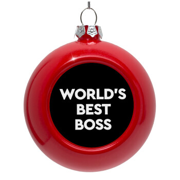 World's best boss, Red Christmas tree ornament bauble 8cm