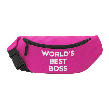 World's best boss, Unisex τσαντάκι μέσης (μπανάνα) χρώματος ΡΟΖ με 2 τσέπες