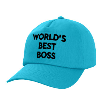 World's best boss, Adult Baseball Cap, 100% Cotton, Blue (COTTON, ADULT, UNISEX, ONE SIZE)