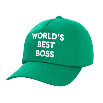 World's best boss, Καπέλο Ενηλίκων Baseball, 100% Βαμβακερό,  Πράσινο (ΒΑΜΒΑΚΕΡΟ, ΕΝΗΛΙΚΩΝ, UNISEX, ONE SIZE)
