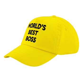 World's best boss, Child's Baseball Cap, 100% Cotton Twill, Yellow (COTTON, CHILD, UNISEX, ONE SIZE)