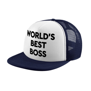 World's best boss, Καπέλο παιδικό Soft Trucker με Δίχτυ ΜΠΛΕ ΣΚΟΥΡΟ/ΛΕΥΚΟ (POLYESTER, ΠΑΙΔΙΚΟ, ONE SIZE)