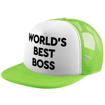 World's best boss, Καπέλο παιδικό Soft Trucker με Δίχτυ ΠΡΑΣΙΝΟ/ΛΕΥΚΟ (POLYESTER, ΠΑΙΔΙΚΟ, ONE SIZE)