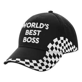 World's best boss, Adult Ultimate BLACK RACING Cap, (100% COTTON DRILL, ADULT, UNISEX, ONE SIZE)