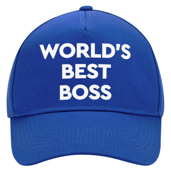 World's best boss, Ultimate Adult Hat BLUE, (100% COTTON DRILL, ADULT, UNISEX, ONE SIZE)